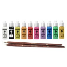warcolours 'starter' paint set (base coating) - 10 bottles one-coat paints & 2 brushes